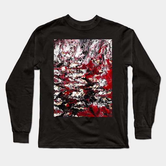 abstract marble texture liquid art design Long Sleeve T-Shirt by FLOWING COLORS